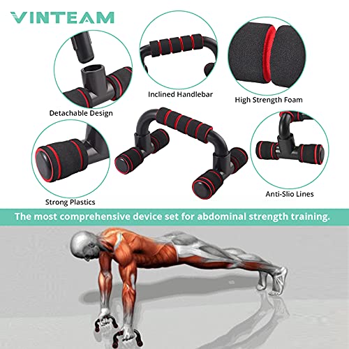 Kit de Fitness Abdominal Ab 5 en 1 Rueda Abdominal Barras para Flexiones Cuerda para Saltar Banda de Resistencia Discos Deslizantes Almohadillas para Rodillas para Entrenamientos en Casa Oficina