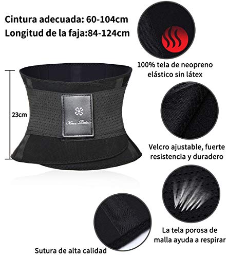 KIWI RATA Faja Reductora Neopreno Cinturón de Sudoración Deporte Transpirable Faja Lumbar Abdominal para Reducir La Cintura, Efecto Sauna Mujer y Hombre