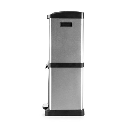 Klarstein Ökosystem² - Cubo de Basura de Reciclaje, Capacidad total 30 litros, 2 contenedores x 7,5L, 1 contenedor x 15L, Carcasa de Acero Inoxidable, Mecanismo Pedal