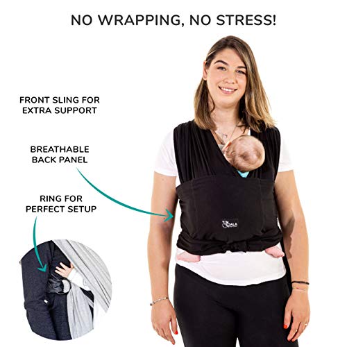 Koala Babycare - Fular Portabebés fácil de usar (fácil de colocar), unisex ajustable, la mochila portabebes multiusos apropiada hasta 10 kg. Fular portabebés elastico - Diseño Registrado KBC®