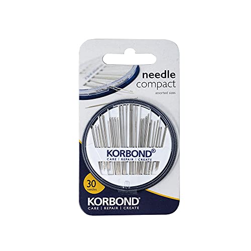 KORBOND Juego de 30 Agujas Surtidas en Estuche, para Coser a Mano y Hacer Manualidades, 4 Tipos: de Uso General, para acolchar, para zurcir y para Lana, Plateado