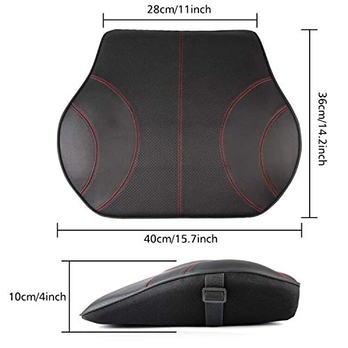 KOYOSO Almohada Lumbar, Cojín Lumbar Coche de Cuero Soporte, Cintura del Ergonomico Espuma de Memoria para el Alivio del Dolor de Espalda Inferior - Negro