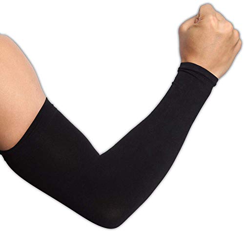 Ksnnrsng Mangas del Brazo Mangas Enfriamiento de Protección UV Largo Mangas de Sol para Deportes Ciclismo Baloncesto Corriendo Golf para Mujer Hombre (2 Pares de Negro)