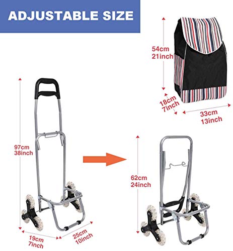 Kulzer Carro de Compra 6 Ruedas | Carrito de Compra Plegable y Ligero de Gran Capacidad | Carrito Compra Subir Escaleras con Impermeable Bolsa Oxford Desmontable y Asa Ajustable