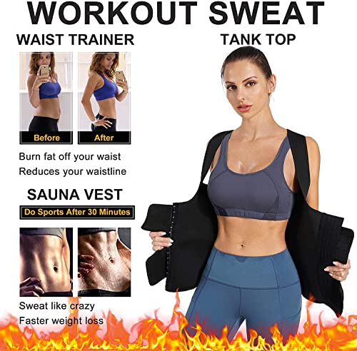 KUMAYES Fajas Reductoras Mujer Neopreno Sauna Adelgazantes Abdominal Camiseta Sudoración Compresión para Deporte Fitness Tank Top