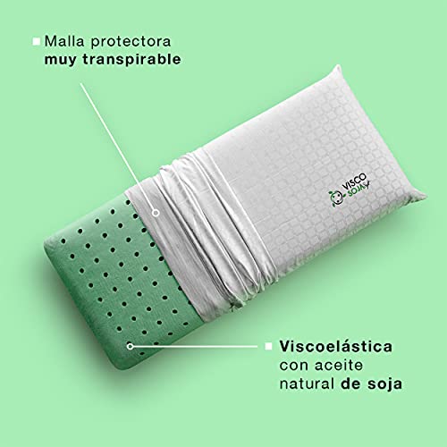 Kuo Dream | Almohada ViscoSoja | Viscoelástica 100% aceite de soja |Suave y transpirable| 90cm