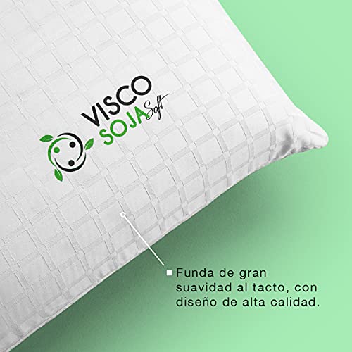 Kuo Dream | Almohada ViscoSoja | Viscoelástica 100% aceite de soja |Suave y transpirable| 90cm