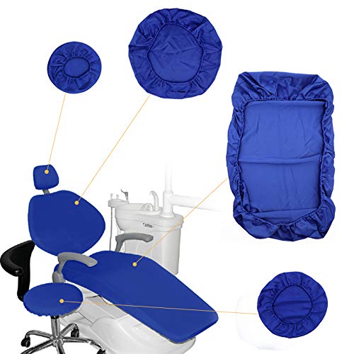 KUYT 4 Piezas/Juego Asiento Dental A Prueba de Polvo Cubierta de Cuero de la PU Elástico Impermeable Protector de Equipo Contiene Reposacabezas Respaldo Amortiguar Cubierta de la Silla,Azul