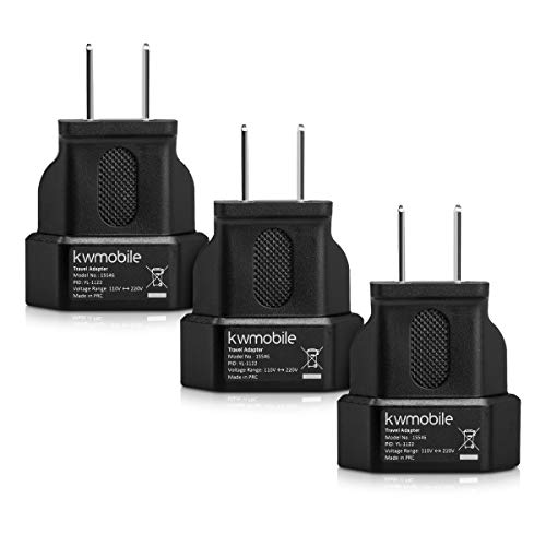 kwmobile 3X Adaptador de Viaje para EEUU - Adaptadores de Enchufe de EEUU a España y Europa - Conector USA Canadá Japón México Filipinas - Negro