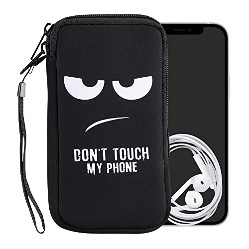 kwmobile Carcasa para móvil tamaño L - 6,5" - Funda Universal con Cremallera - Estuche de Neopreno - Don't Touch my Phone