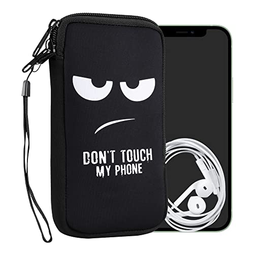 kwmobile Carcasa para móvil tamaño L - 6,5" - Funda Universal con Cremallera - Estuche de Neopreno - Don't Touch my Phone