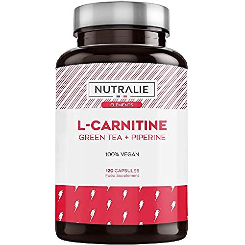 L-Carnitina Pura | Quemagrasas Potente Vegano para Perder Peso con L Carnitina, Té Verde Natural y Pimienta Negra | 120 Cápsulas Veganas Nutralie