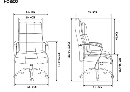 La Silla Española Tejeda Silla de Oficina Director con Reposabrazos, Piel Sintética, Marrón, 51x51x115 cm