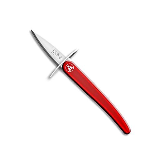 Laguiole Evolution® - Cuchillo ostra rojo - Cuchillo de cocina Laguiole con guarda - Abridor de ostras con guarda - Acero inoxidable - Mango ergonómico - Ácido rojo