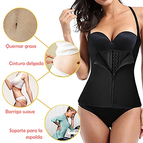 LaLaAreal Mujer Adelgazante Corsé Abdomen Chaleco Moldeador con Cremallera Correr Sudor Deporte