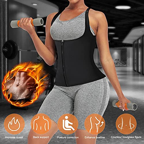 LaLaAreal Mujer Adelgazante Corsé Abdomen Chaleco Moldeador con Cremallera Correr Sudor Deporte