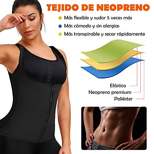 LaLaAreal Mujer Adelgazante Corsé Abdomen Chaleco Moldeador con Cremallera Correr Sudor Deporte