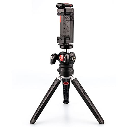 Lammcou Mini trípode de cámara, Tripod portátil liviano con 2 segmentos y cabezal de bola completamente giratorio y soporte para teléfono celular con trípode de zapata de flash