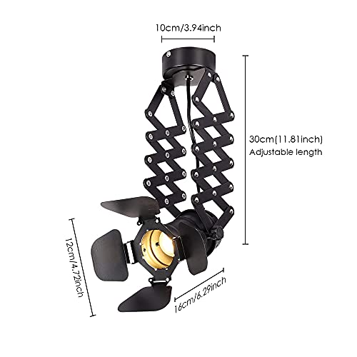 Lámpara de Techo Colgante Vintage Industrial Extensible Foco de Techo Interior E27 Luz Colgante de Techo de Metal Iluminación LED Interior Techo Focos para Bar Restaurante Salón (bombilla incluida)