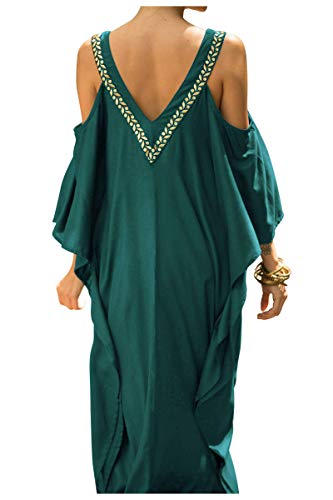 Landove Vestido Hombros Descubiertos Mujer Camisolas y Pareos Indios Bohemio Chic Tunica Piscina Caftan Africano Kaftan Etnico Kimono Flores Ropa Hawaiana Traje de Baño Playa Bikini Cover Up