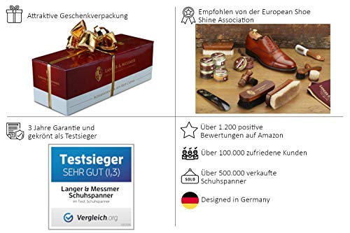 Langer & Messmer hormas para zapatos de madera de cedro (para hombre y mujer), incluye calzador pequeño de madera de cedro, perfecto para viajes tamaño 34-50, el original (42/43 EU)