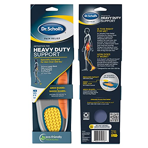 Las plantillas de ortesis de alivio del dolor 10601818 del Dr. Scholl para soporte para hombres pesados para hombres, 1 par, tamaño 8-14