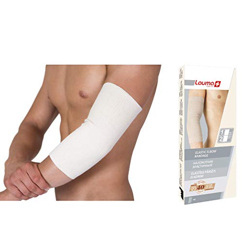 Lauma Medical, 2 unidades de codo elástico para aliviar el dolor, artritis, tendinitis, reumatismo, soporte de articulaciones para tenis y codo de golfista (4 (L), Beige)