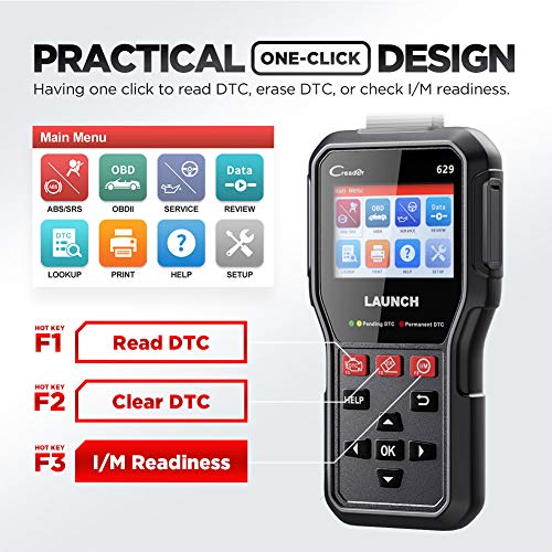 LAUNCH CR629 Lector de Códigos OBD2 Escáner Coche Pruebas Activas ABS Airbag SRS Servicios Especiales Cambio de Aceite SAS BMS Funciones Completas Mantenimiento del Automóvil [ Nuevo 2020 ]