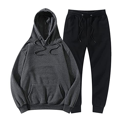 LDGR Sudaderas con Capucha de chándales for Mujer + Pantalones Jogging Sweetpants Sets Winter Fleece Jogger Sports Traje Sudadera Pullover (Color : Dark Gray Black, Size : XL 175KG-80KG)