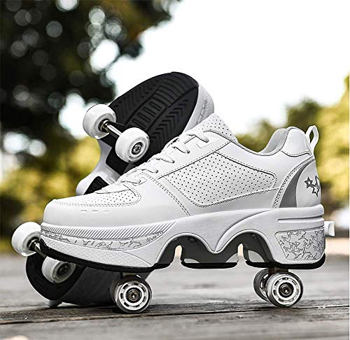 LDTXH Doble Rodillo Zapatos De Skate Zapatos Invisible De Polea De Zapatos Zapatillas De Deporte Luz Zapatos Zapatos Multiusos, niños Zapatos con Ruedas,38