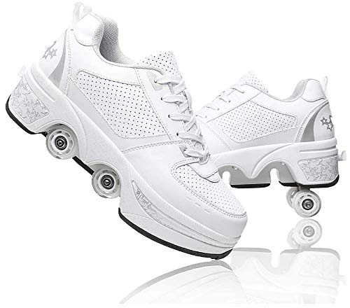 LDTXH Doble Rodillo Zapatos De Skate Zapatos Invisible De Polea De Zapatos Zapatillas De Deporte Luz Zapatos Zapatos Multiusos, niños Zapatos con Ruedas,38