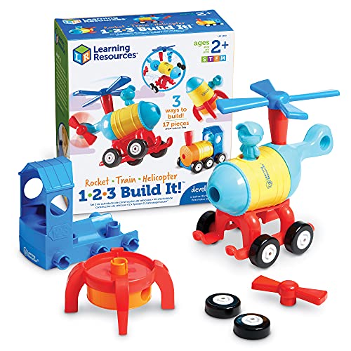 Learning Resources 1-2-3 Build It - Helicóptero de tren de cohete