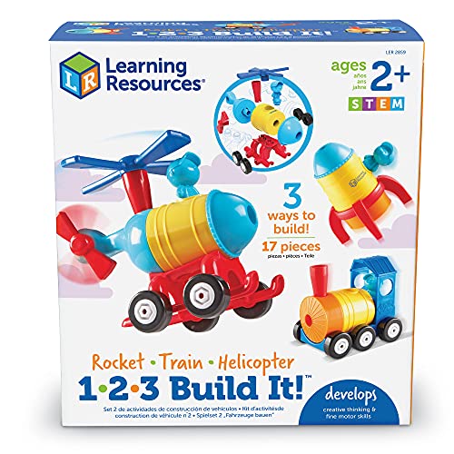 Learning Resources 1-2-3 Build It - Helicóptero de tren de cohete