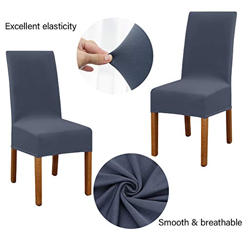 Leeyunbee 6 Piezas Fundas de Sillas de Comedor, Elásticas y Modernas Funda Asiento Silla, Desmontables Lavables Cubiertas para Sillas para Comedor Hotel Banquete de Boda Decoración (Azul Gris)