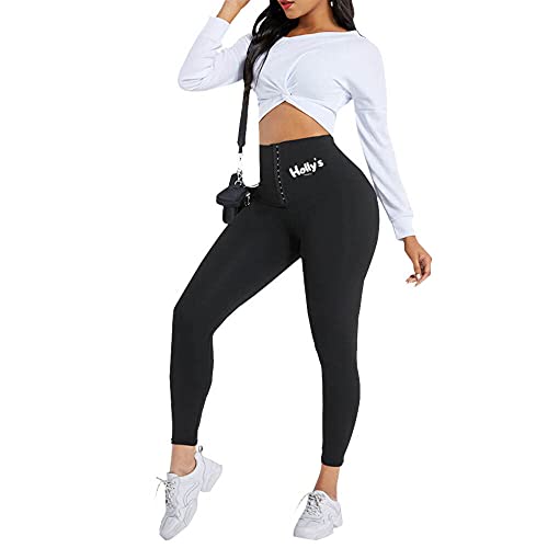 Leggings deportivos para mujer, cintura alta, planos, 2 en 1, corsé integrado, pantalones de yoga, fitness para correr, adelgazamiento, compresión posparto, anticelulitis, push up muslos (40)