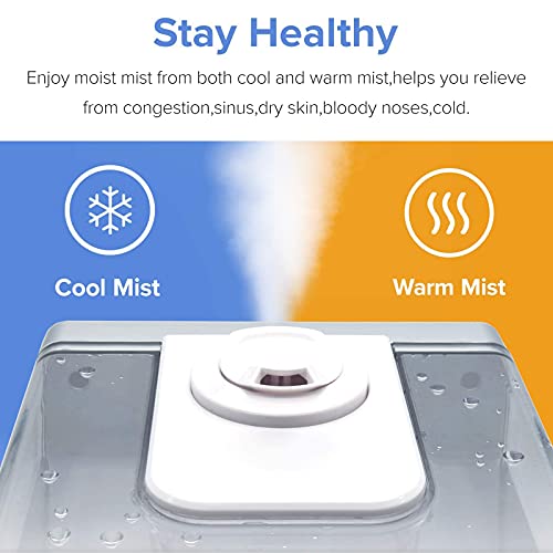 LEVOIT Humidificador Ultrasónico de Niebla fría y caliente de 6L para dormitorios y bebés con monitor remoto y de humedad, vaporizador para habitaciones grandes, hogar, libre de gérmenes y silencioso