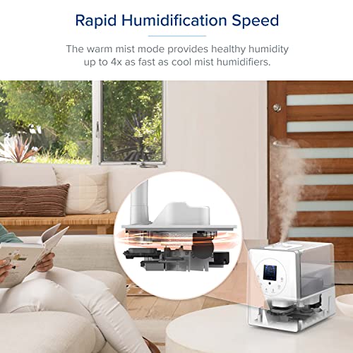 LEVOIT Humidificador Ultrasónico de Niebla fría y caliente de 6L para dormitorios y bebés con monitor remoto y de humedad, vaporizador para habitaciones grandes, hogar, libre de gérmenes y silencioso