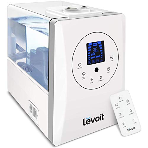 LEVOIT Humidificador Ultrasónico de Niebla fría y caliente de 6L para dormitorios y bebés con monitor remoto y de humedad, vaporizador para habitaciones grandes, hogar, libre de gérmenes y silencioso