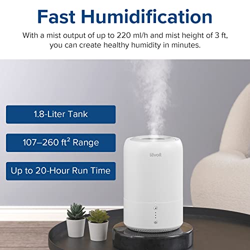 LEVOIT Top-Fill 1.8L Humidificador Ultrasónico para Bebés, Silencioso <28dB, Difusor Dura 20H con Modo de Sueño Inteligente, Apagado Automático,BPA Free a Habitaciones Bebés, Dormitorios, Oficinas