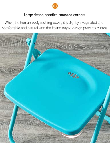 Lhl Silla de Evento de Metal, Silla Plegable plástica Individual, Silla ergonómica Colorida, Dormitorio Interior, Silla de Comedor de Cocina Aula, Chicas Amortiguar (Color : Blue, tamaño : 30in)