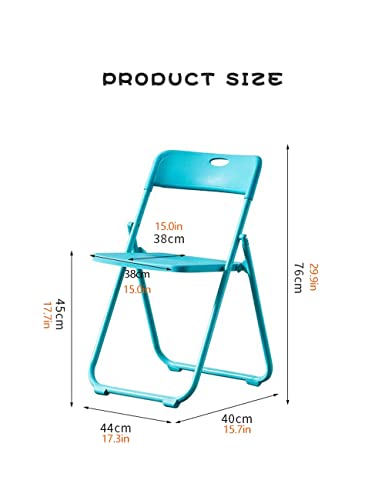 Lhl Silla de Evento de Metal, Silla Plegable plástica Individual, Silla ergonómica Colorida, Dormitorio Interior, Silla de Comedor de Cocina Aula, Chicas Amortiguar (Color : Blue, tamaño : 30in)