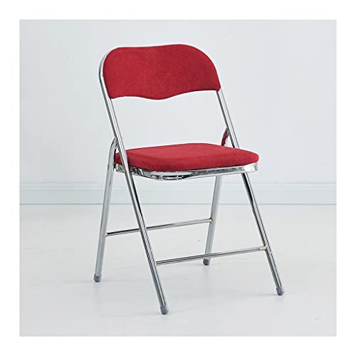 Lhl Silla portátil Plegable única cómoda, Respaldo de Asiento Acolchado de Vinilo, sin Brazos Silla Plegable ergonómica 330 Libras Exterior/Interior Amortiguar (Color : Red, tamaño : 27.6in)