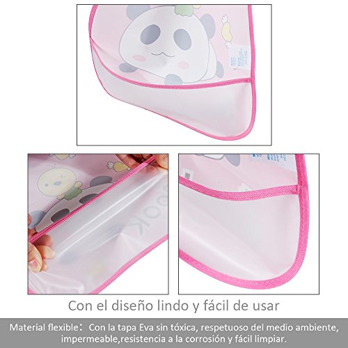 Lictin 12 pcs Baberos de Bebé Impermeables-Baberos Bebe EVA Impermeable con Escote Ajustable Baberos con Dibujos Animados para Bebes Unisex 1-5 Años