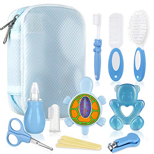 Lictin Set para Cuidado del Bebé-10 Piezas Kit de Aseo para Bebés conTermómetro,Peine, Cepillo de Dientes, Limpiador de Nariz, Adecuados para Viajar, Uso Diario