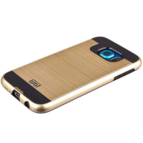 Lilware Rounded Armor Funda para Samsung Galaxy S6 SM-G920. Robusta Plástico Duro Doble Capa Protectora Funda. Negro/Dorado Color