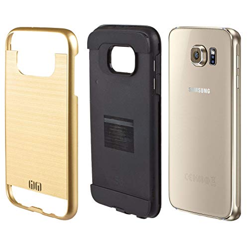 Lilware Rounded Armor Funda para Samsung Galaxy S6 SM-G920. Robusta Plástico Duro Doble Capa Protectora Funda. Negro/Dorado Color