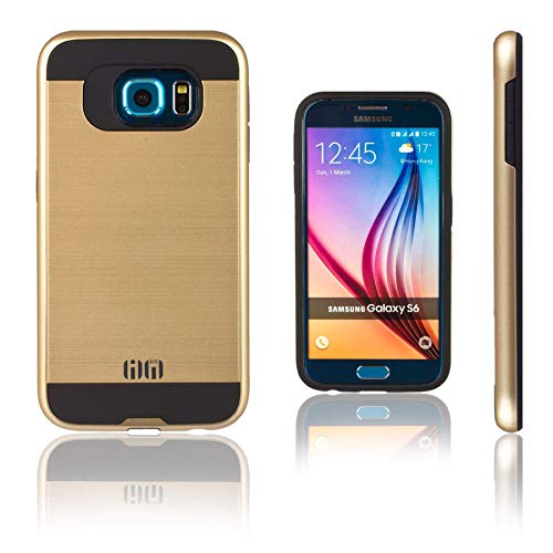 Lilware Rounded Armor Funda para Samsung Galaxy S6 SM-G920. Robusta Plástico Duro Doble Capa Protectora Funda. Negro/Dorado Color