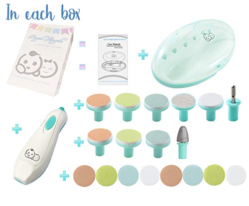 Lima de uñas para bebés - Royal Angels 20 en 1 cortaúñas eléctrico para bebés para uñas y dedos de los pies para recién nacidos y niños pequeños (Verde)