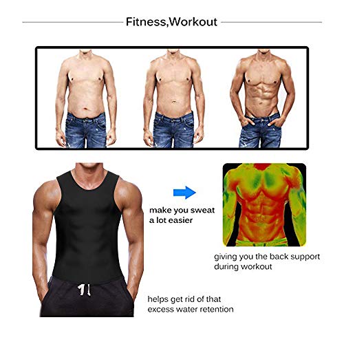 Litthing Chaleco Deportivo para Hombres Faja Sauna Camiseta Térmica Compresión Muscular Vest para Sudoración Gimnasio con Cremallera