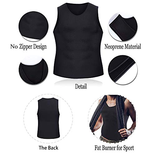 Litthing Chaleco Deportivo para Hombres Faja Sauna Camiseta Térmica Compresión Muscular Vest para Sudoración Gimnasio con Cremallera